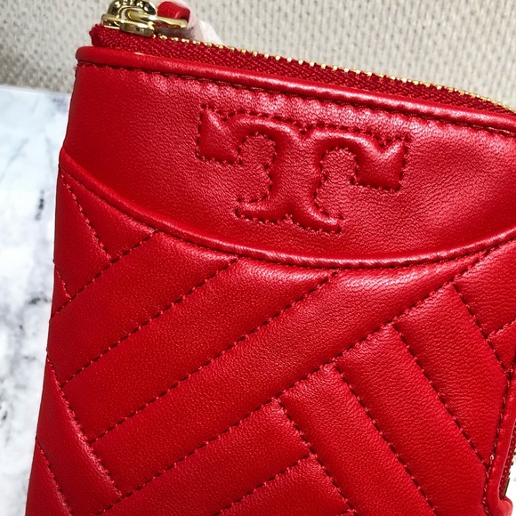 Tory Burch Alexa Phone Crossbody Bag Purse in Brilliant Red - Picture 9 of 12